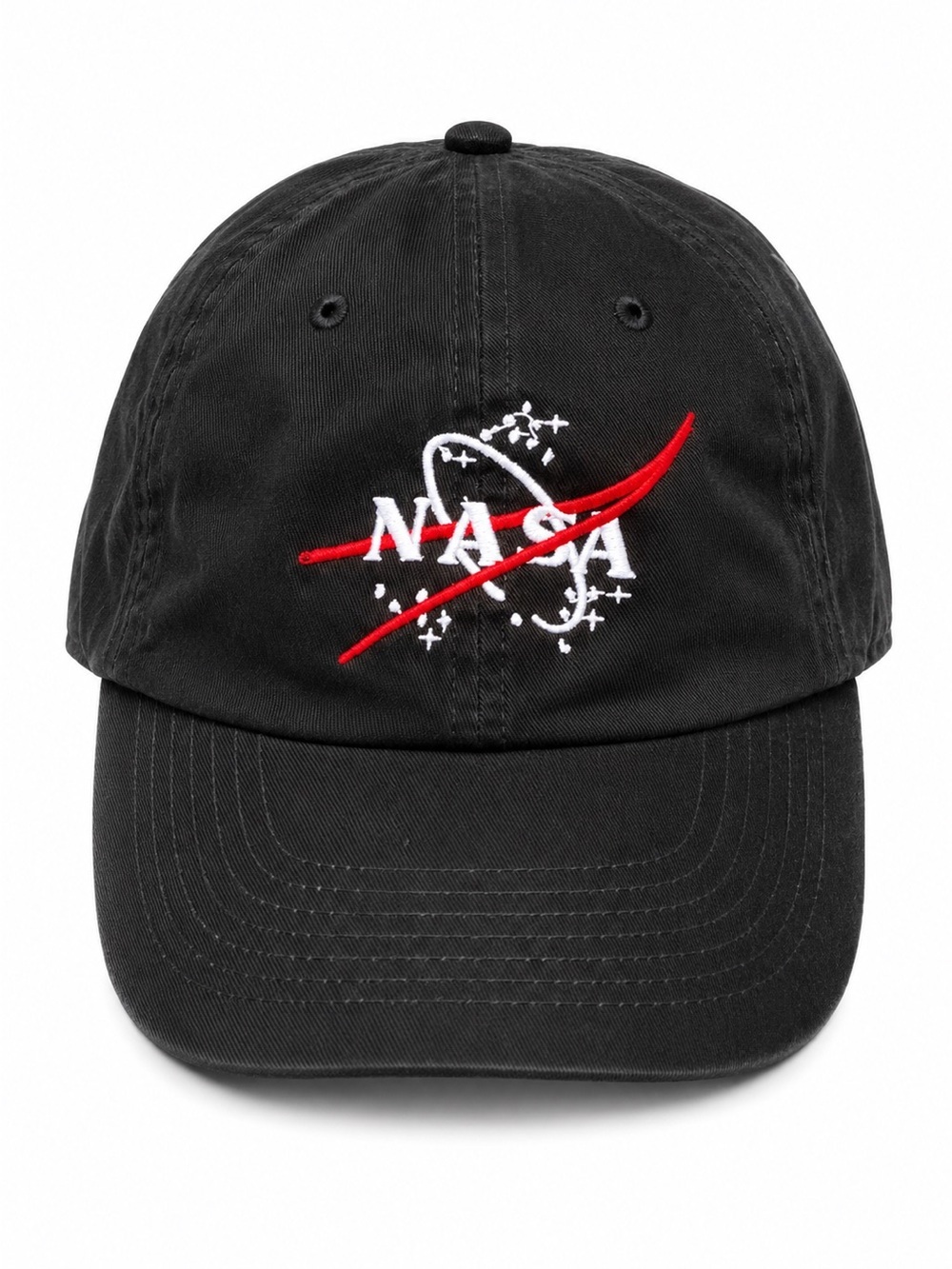 embroidered NASA baseball cap black women minimalist preppy cotton